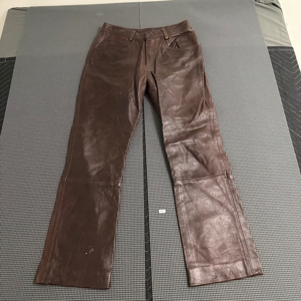 Maxima Wilsons Brown Genuine Leather Straight Leg Pants Womens 10